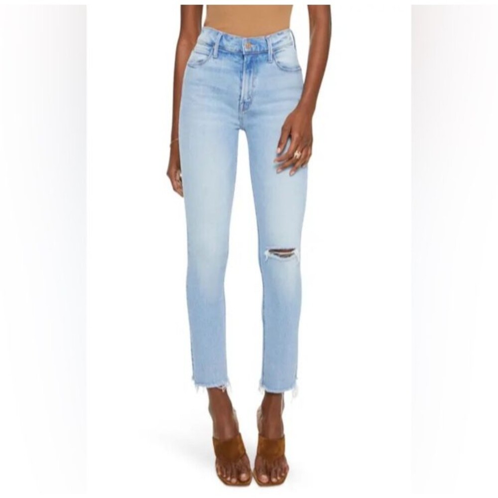 Mother Mid Rise Dazzler Ankle Fray in Hopeless Romantic Stretch Crop Jean 26